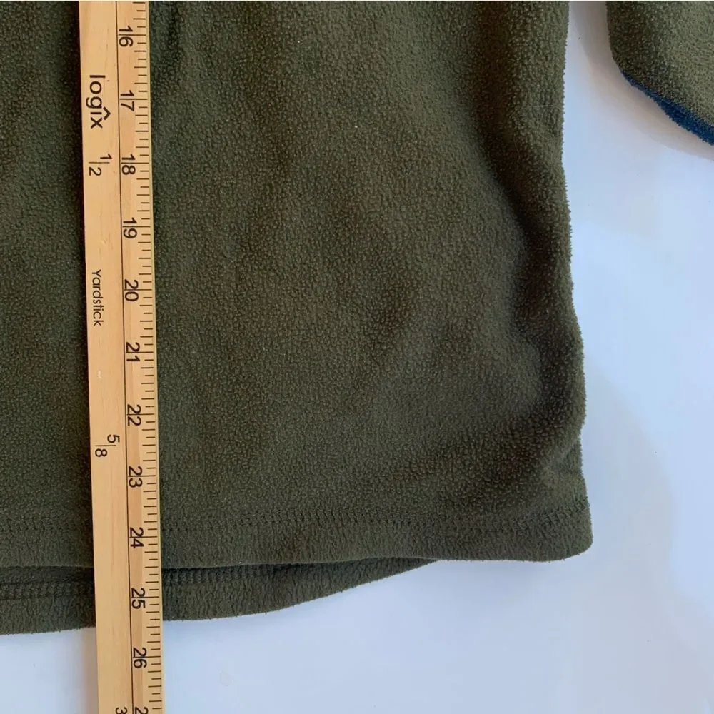 Patagonia Capilene Sweater Men Medium Fleece Green/ Blue 1/4 Zip Stand Up Neck